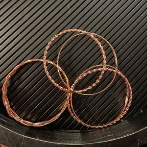 Rose Gold Bangle Bracelets NWOT